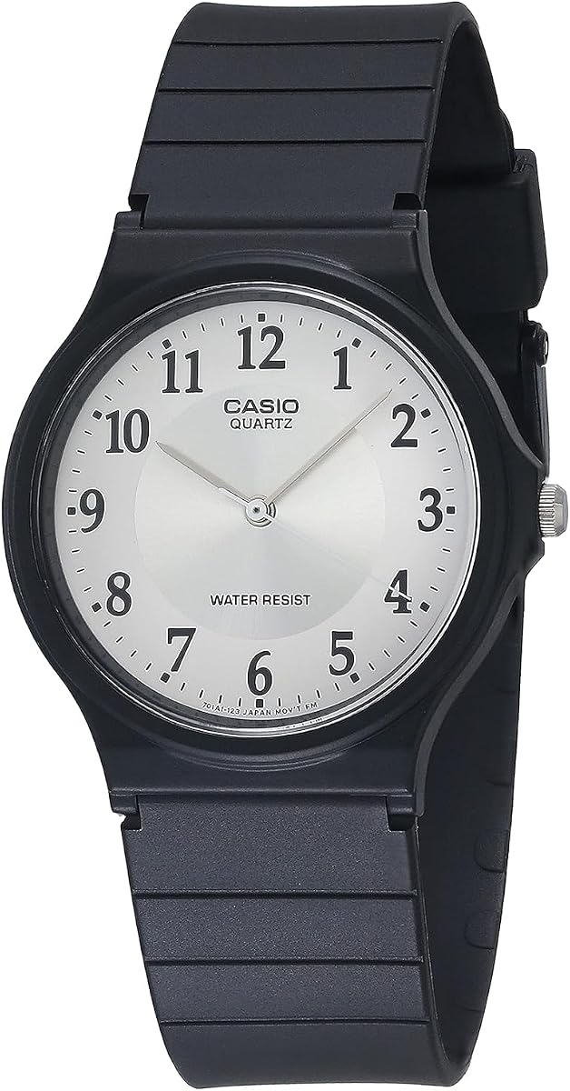 Serie MQ24 | Reloj analógico de cuarzo para hombre | Resistente al agua | Caja de resina | Banda de resina | Vidrio de resina | Analógico de tres manos (HR, Min, SEC) | Diseño clásico de Casio | Batería de 3 años