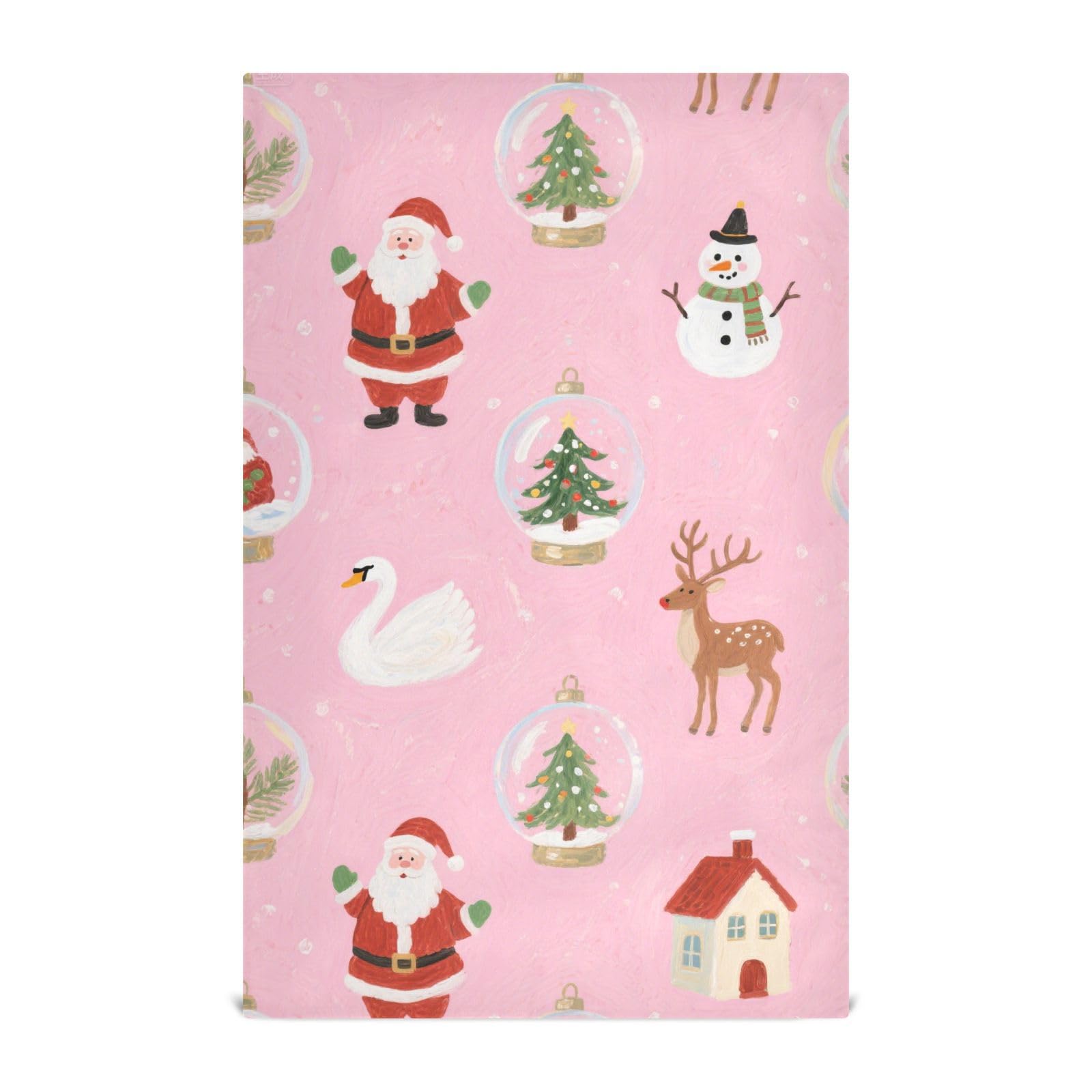 Paños de cocina de microfibra premium con diseño navideño rosa para horno, set de 6