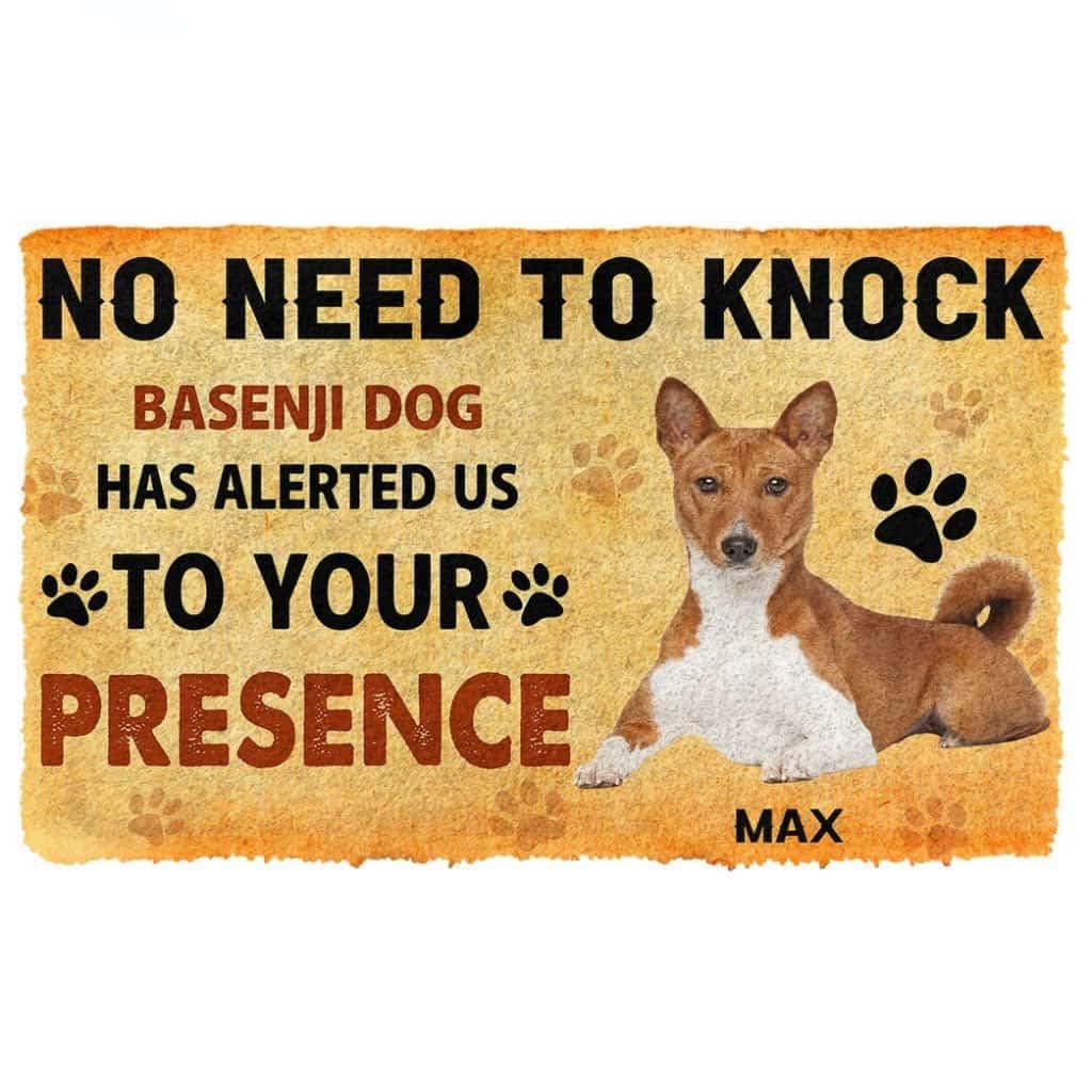 Paillasson personnalisé Basenji avec nom tapis entrée chien original
