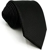 Gravata de seda preta de cor sólida para homem gravata clássica nova