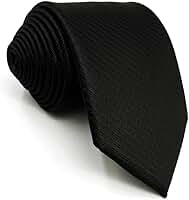 Gravata de seda preta de cor sólida para homem gravata clássica nova