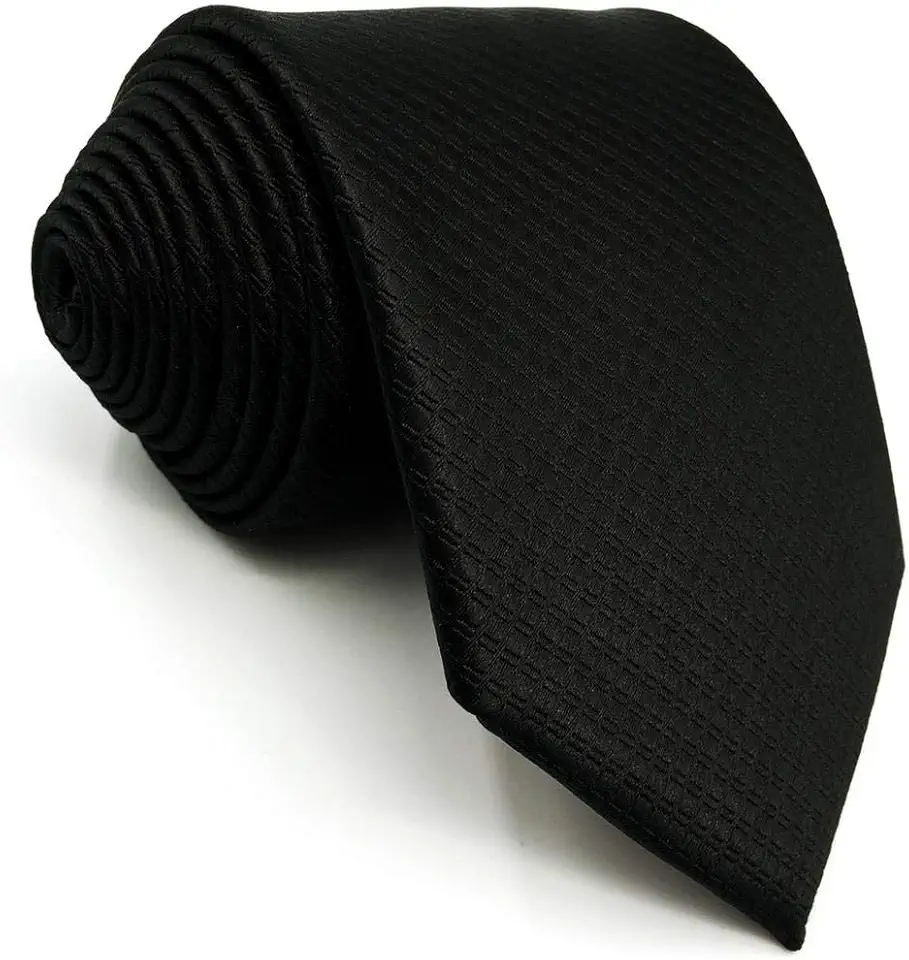 Gravata de seda preta de cor sólida para homem gravata clássica nova