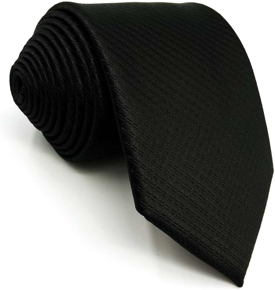 Gravata de seda preta de cor sólida para homem gravata clássica nova