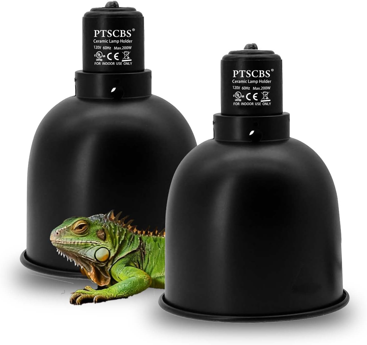 Reptile Lamp 2-Pack, 5.5 inch Deep Dome Light Fixture with Ceramic Socket for Terrarium Heat Lamps, Dual Reptile Lamp Domes for Lizards Snakes Tortoise & Amphibian Tank