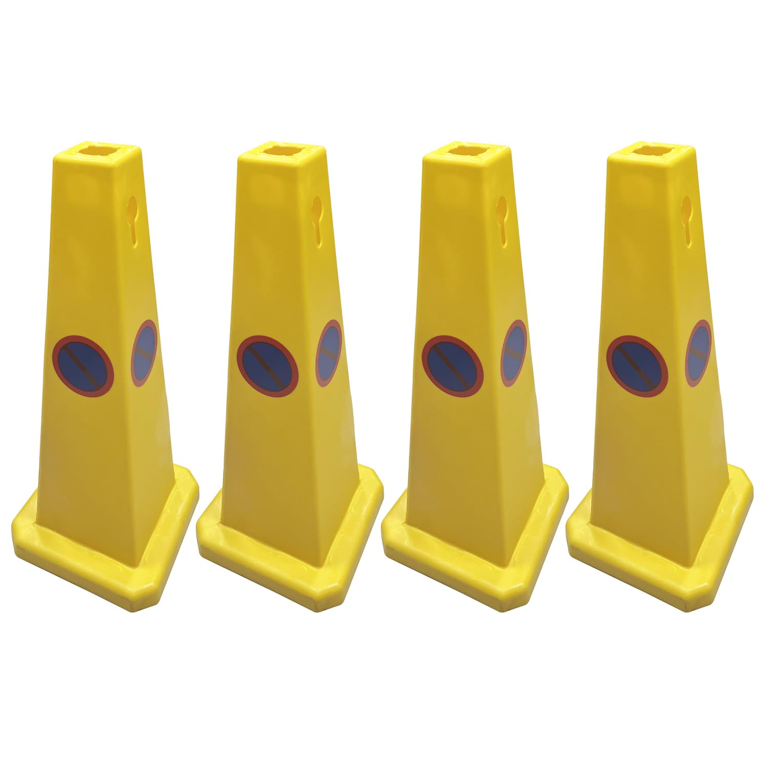 Haobase Yellow Four-Sided Traffic Cones No Waiting Cones, High Visibility 26 Inches Heigh, Pack Of 4