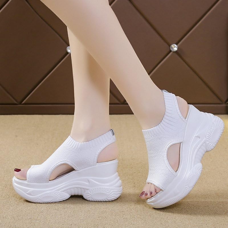 Women's Peep Toe Platform Sneakers Summer Athletic Sport Walking Sandals Arch Support Comfy Orthotic Sandal Slip Ons