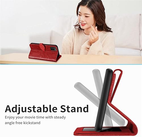 Miniatura 6 de Funda tipo cartera para Samsung Galaxy A03S, piel sintética de alta calidad con diseño de árbol en relieve, función atril, ranuras para tarjetas,