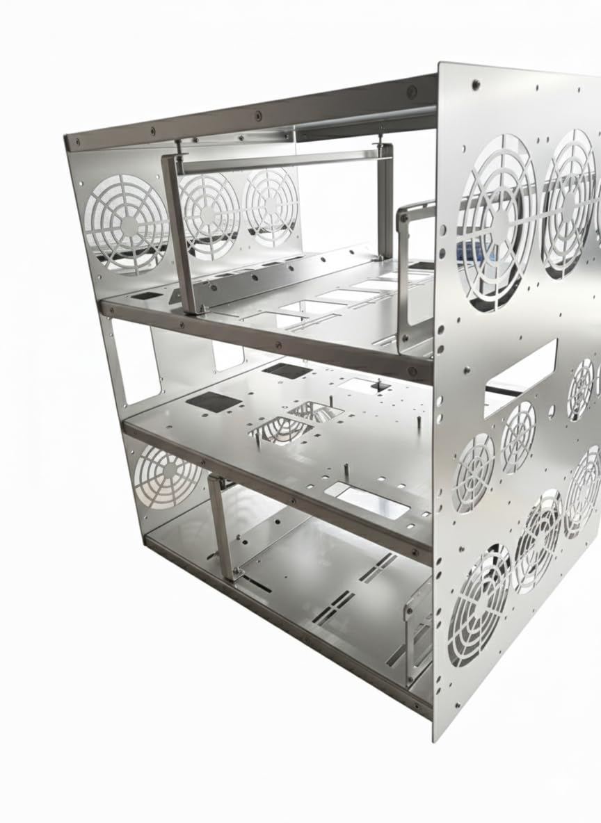 K-CASE 2 RAW - Rack 19 pollici CASE per crypto, AI, laboratorio di casa. Dimensioni 14,5U, eATX 3 x PSU, 8/12 x GPU, 16 ventilatori