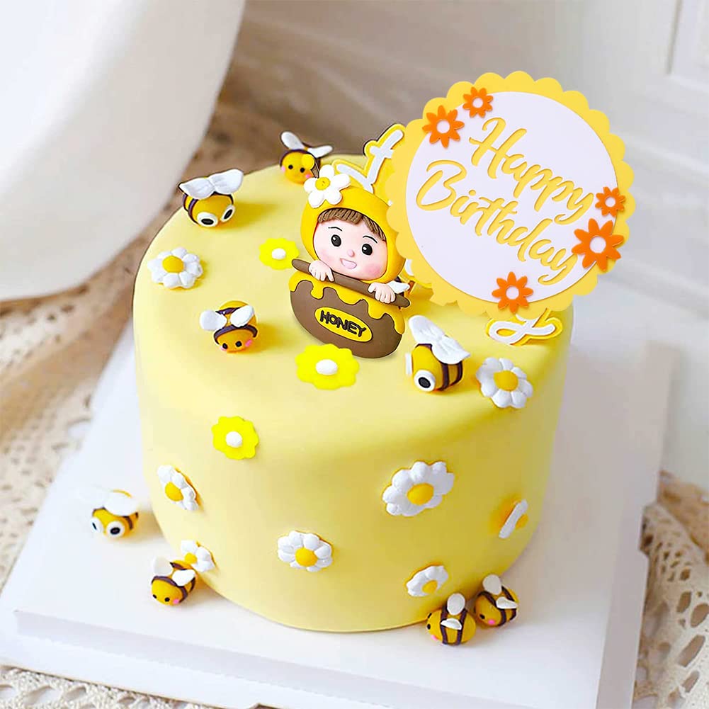 Bienen Kuchen Topper Set - Niedliche Bienen Deko Für Torten & Cupcakes - Ideal Für Baby Shower & Geburtstagspartys