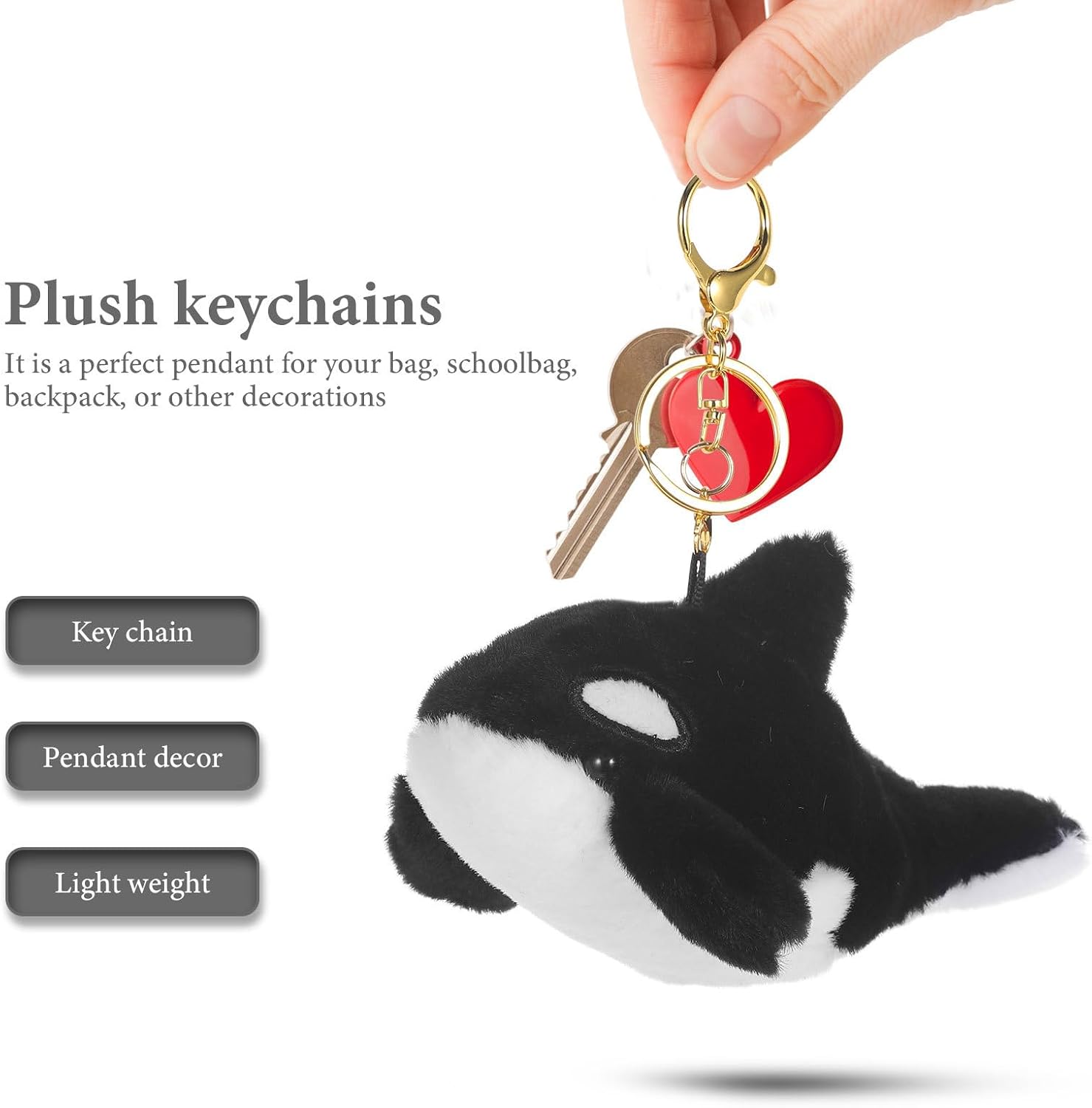 Plush Whale Keychain 5.51 Inch Stuffed Whale Pendant Cartoon Bag Hanging Charm for Backpack Purse Accessories Gifts for Lovers