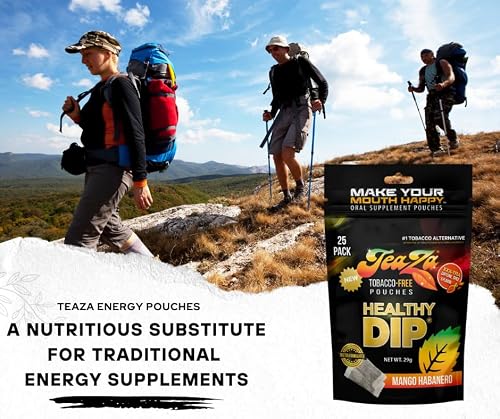 Teaza Energy Pouches Tobacco Alternative Nicotine Free Dip, Alternative Snuff Healthy Dip, Mango Habanero (1 Pack) - Tropical Fruity Sweetness of Mangoes and Voilà