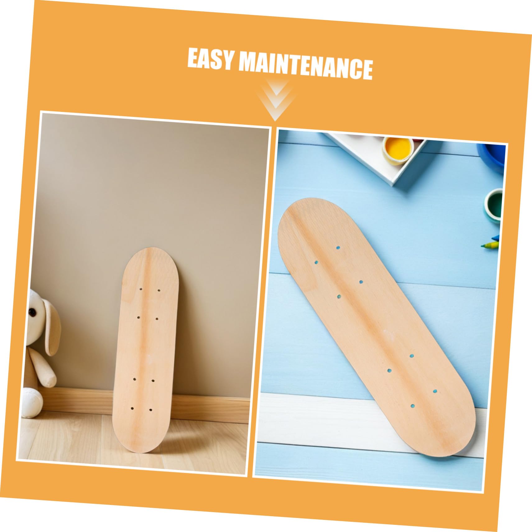 Milisten Set 3 Pezzi Tavola Skate in Legno 7 Strati per Ragazzo Ragazza, Superficie Liscia per DIY Skateboard e Pittura Artistica