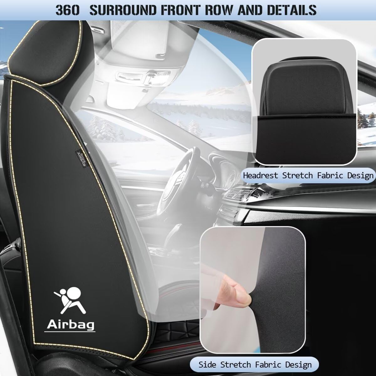 DISUTOGO Front Seat Covers for Mazda CX-5 2013-2023 2024 2025 2026: Car Seat Covers Leather Waterproof Automotive Seat Covers Car Seat Cushion (Black,Only Front 2 Seats)