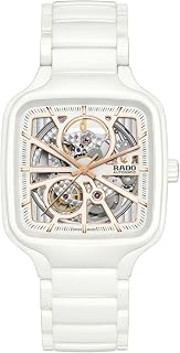 True Square Open Heart - Unisex Automatic Swiss Watch - 38mm Square White Dial - White High-Tech Ceramic Bracelet - R27073012