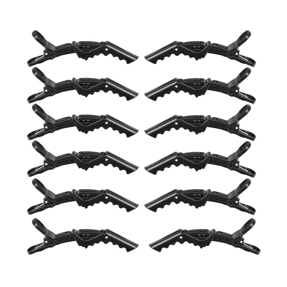 12 Pcs Alligator Hair Clips for Styling Sectioning Hair Clips for Women Wide Teeth Professional for Hair Salon Barber (Black)
