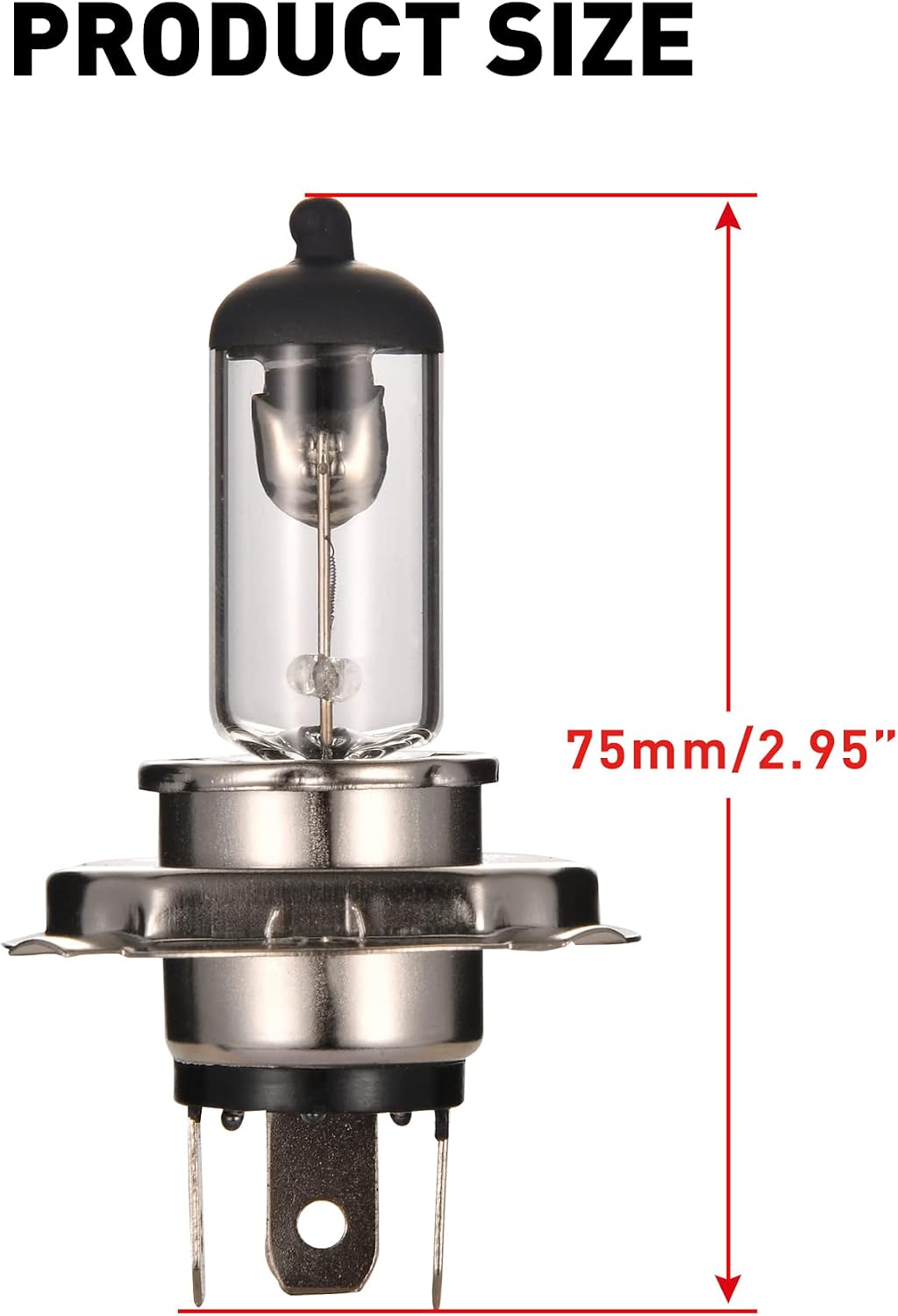 WOOSTAR 12V 35W Motorcycle Headlight H4 Halogen Bulb High Low Beam Replacement for 50cc 70cc 90cc 110cc 125cc 150cc 200cc 250cc Taotao Chinese Scooter ATV 4 Wheeler Pack of 2