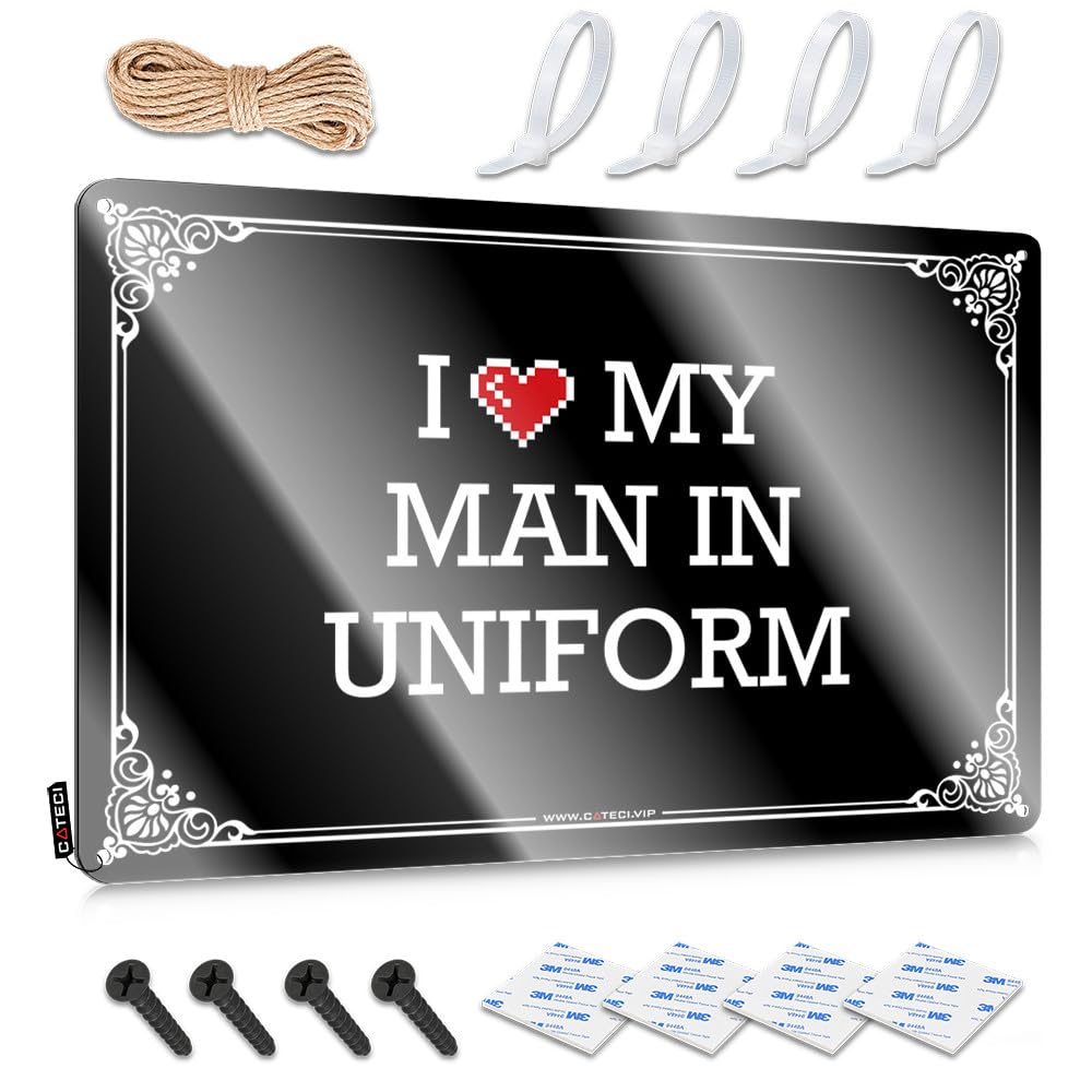 Man Cave Accessories, Plaque Outdoor Reusable I Love My Man In Uniform | Rustic Shabby Chic Wall Art(20X30CM)