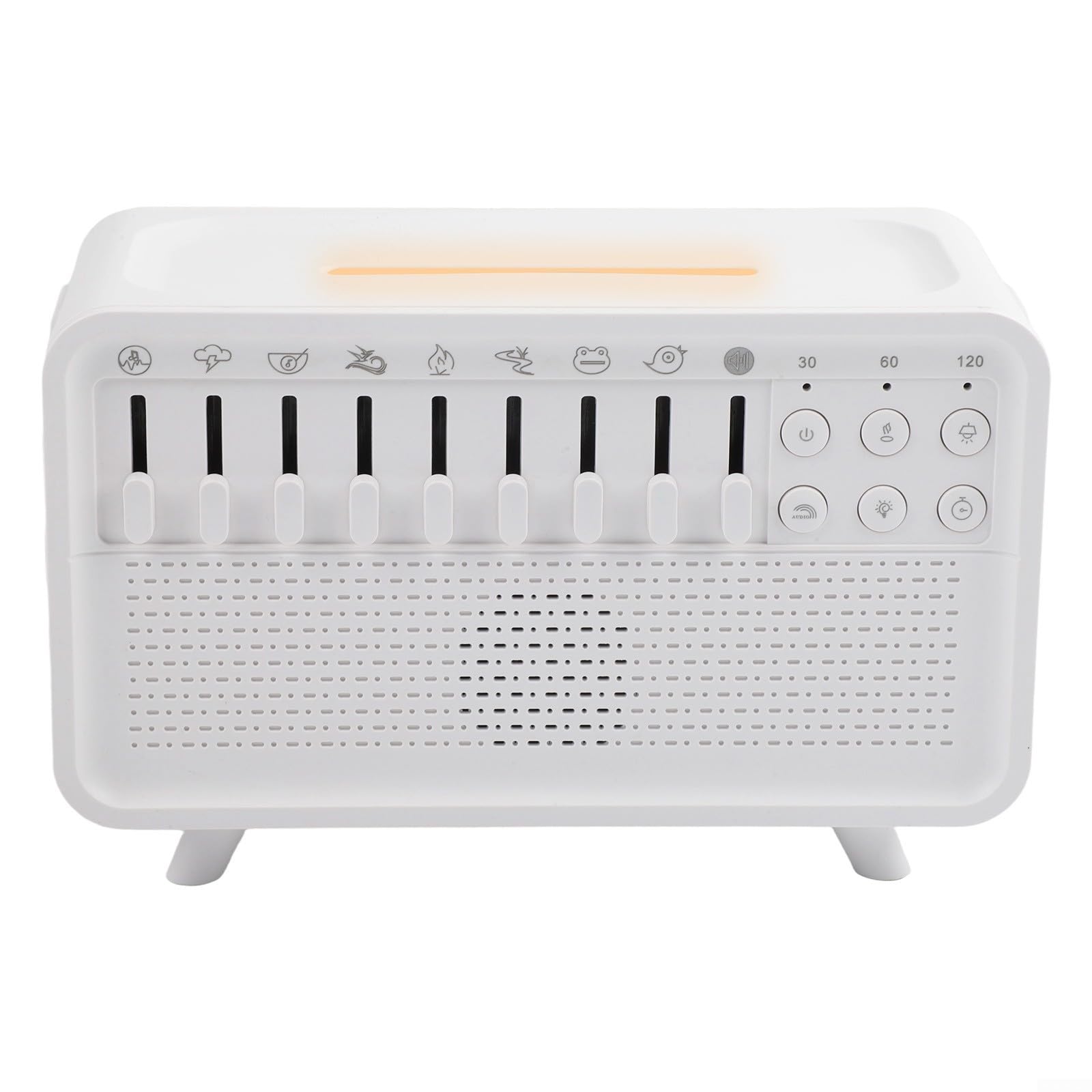 White Noise Machine, diffusore per aromaterapia, umidificatore con 8 suoni, luce notturna e altoparlante per dormire, camera da letto, cameretta dei bambini, bianco, 23 x 12 x 17 cm