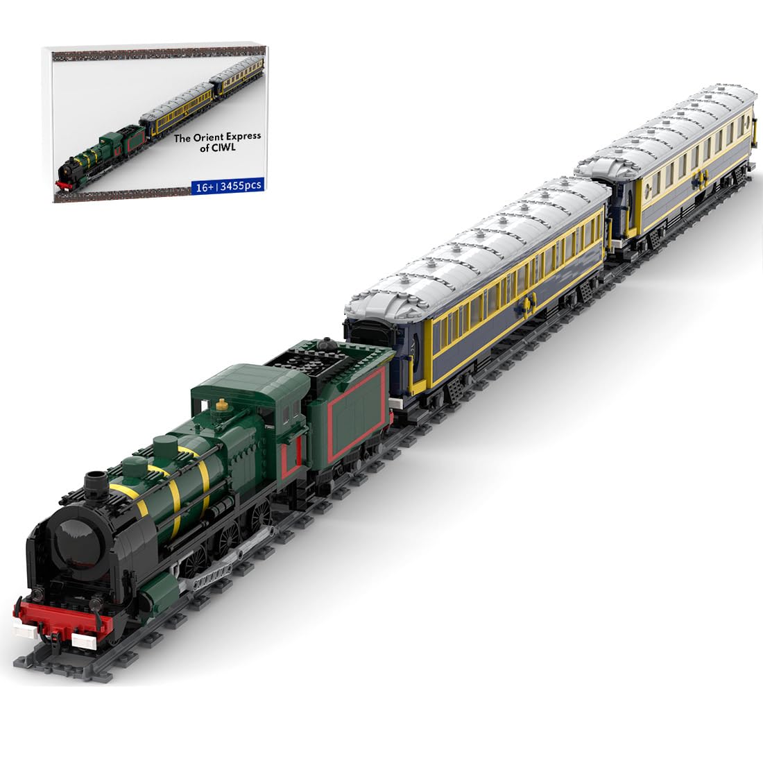 Zestaw klocków do budowania lokomotywy, Orient Express CIWL, luksusowy model kolejowy w stylu vintage z lokomotywą parową SNCF 290 G 353 i Lx1929, zestawy pociągów MOC, wersja statyczna, 3455 szt