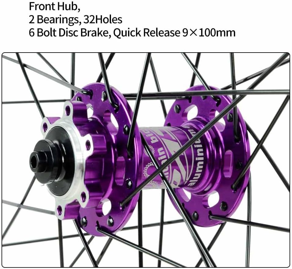 Disc Brake Bike Wheel Set 26 27.5 29inch XC/AM Mountain Bike Front Rear Wheel 100/135mm QR, Aluminum Alloy Double-Layer Rim, 7 8 9 10 11 12 Speed Cassette, 1.95"-2.8" Tire