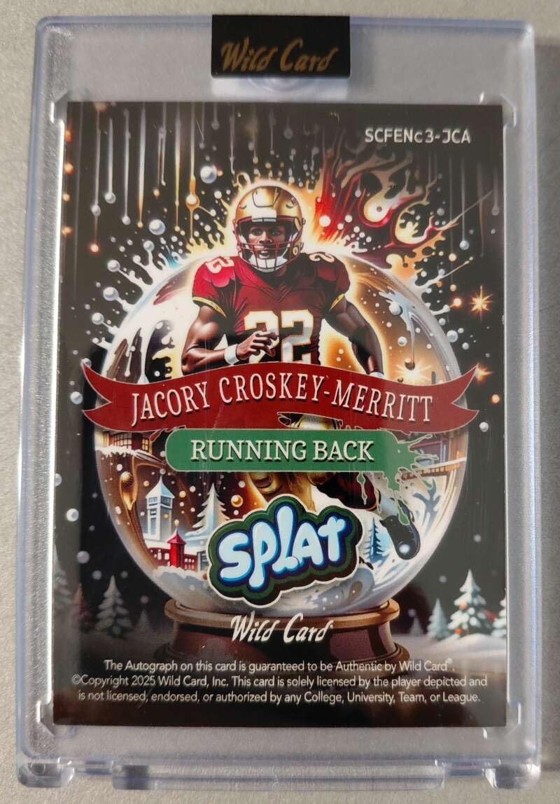 JACORY CROSKEY-MERRITT RC AUTO 1/1 2025 Wild Card Splat Autograph ROOKIE Color Match One of One Commanders NM+-MT+ Football