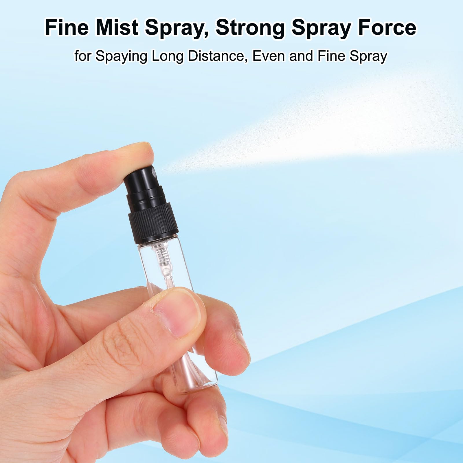 PATIKIL Szklane mini butelki na próbki perfum, 10 ml, 20 szt., drobna mgiełka, do wielokrotnego napełniania, pusta mini butelka z rozpylaczem, na próbki, rozpylacz do perfum, podróży, płynny olejek