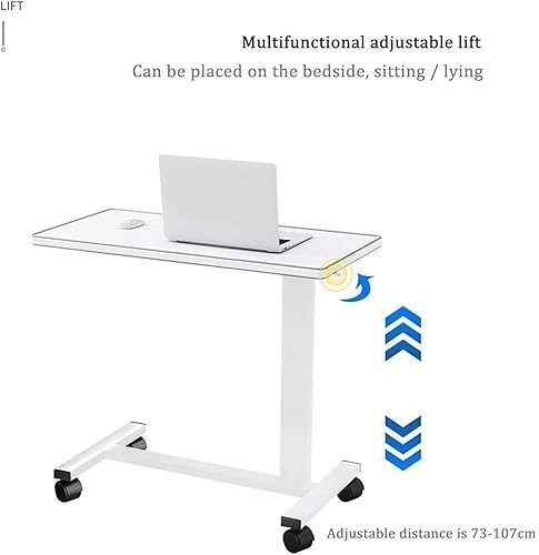Miniatura 8 de Mesa para colocar sobre la cama, ruedas, mesita de noche, base en forma de C, escritorio para computadora portátil, mesa auxiliar para oficina en