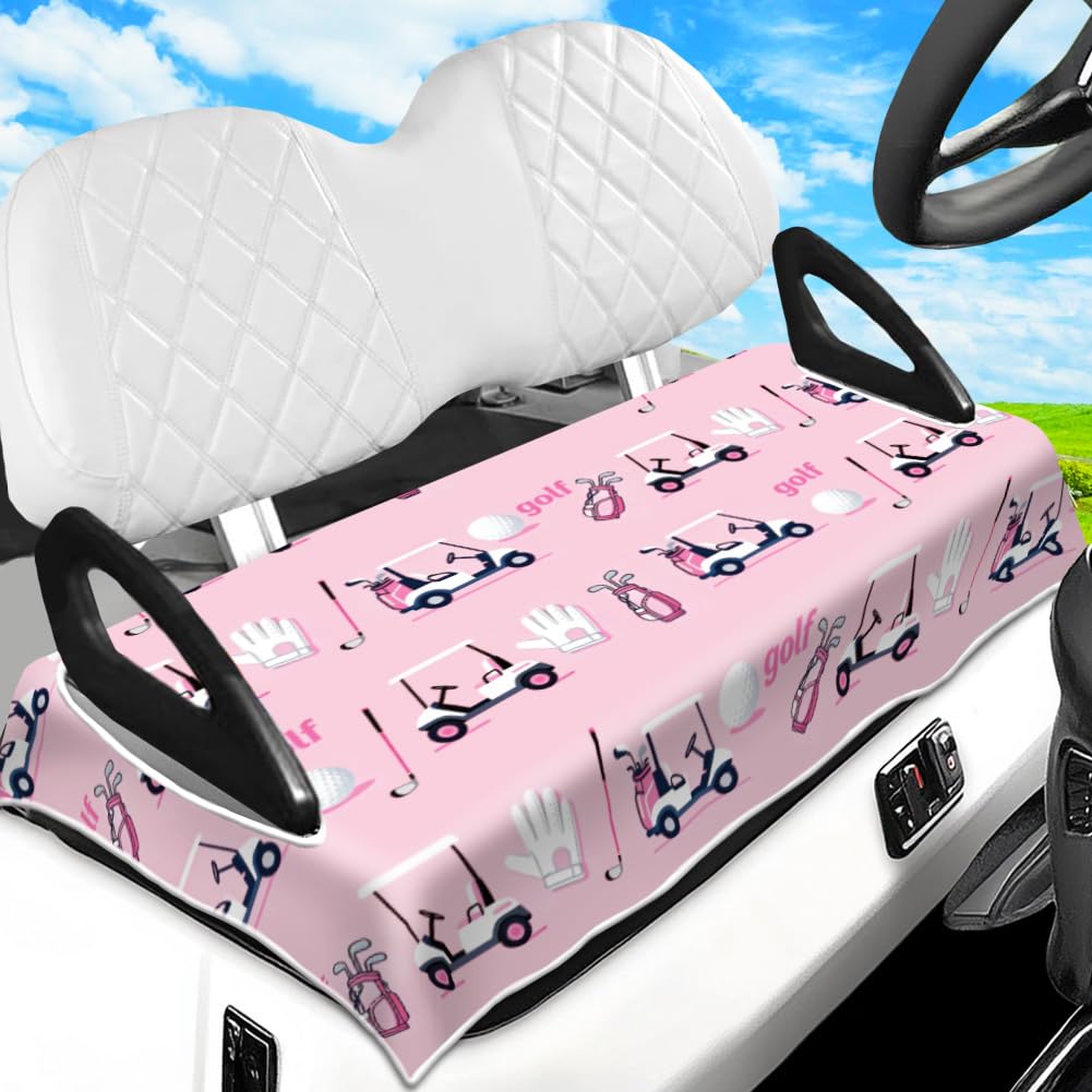 peacoblue Golf Cart Seat Covers Towel Pink Golf Ball 100% Microfiber 51"x31" Golf Cart Seat Blanket Cushions Universal Fit for Club Car EZGO Yamaha Precedent 2-Seat Golf Carts
