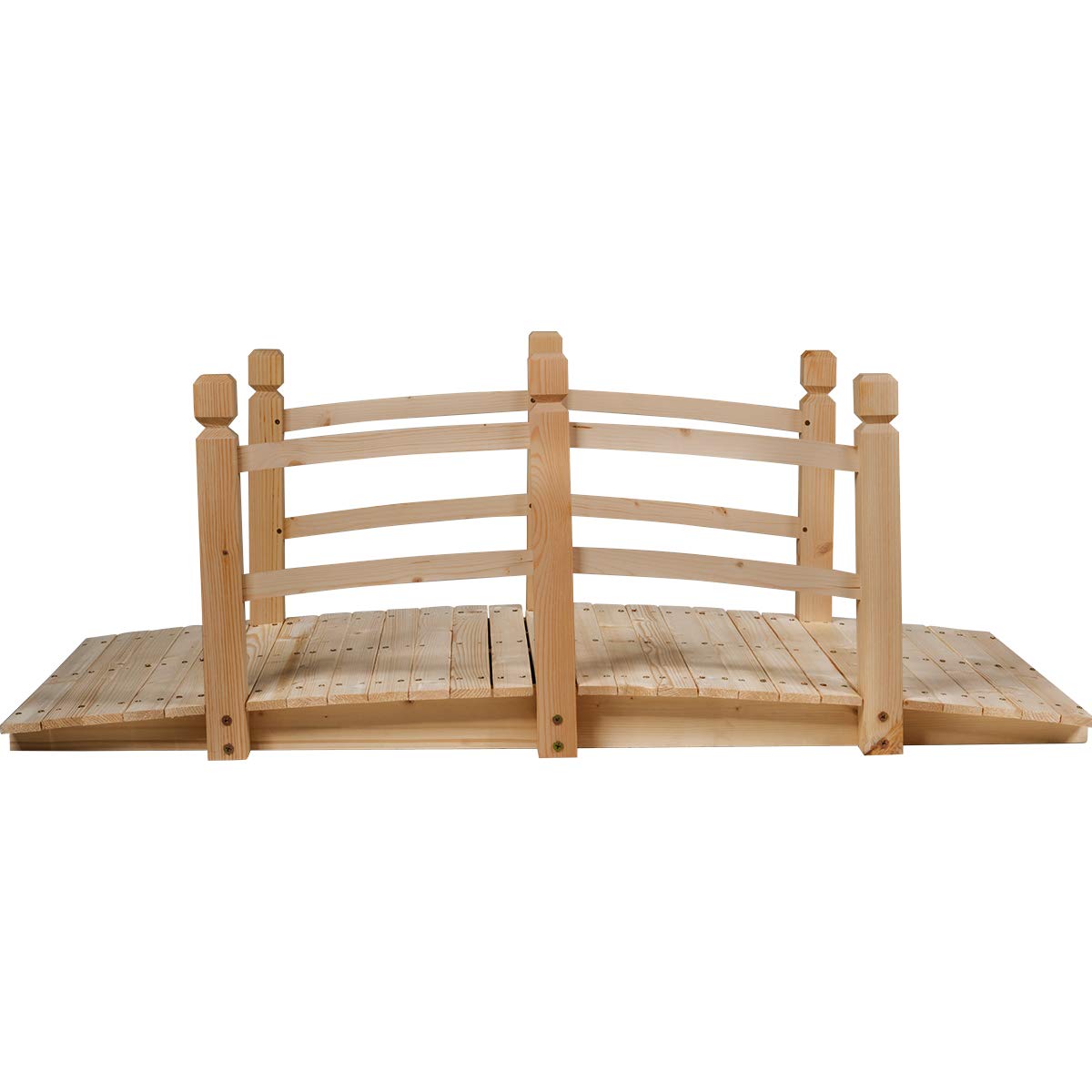 GIANTEX Pont de Jardin en Bois Carbonisé Pont de Bassin,Décoration Extérieure,Dimension 150x67x55CM Charge Max 100kg (Naturel)