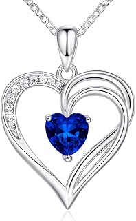 925 Sterling Silver Heart Necklace for Women Birthstone Necklace for Women