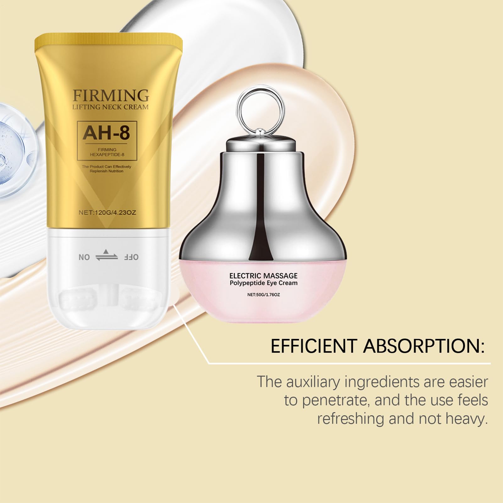Crema Tensora Para El Cuello,Crema Eléctrica Antiarrugas para Contorno de Ojos - Loción Hidratante No Grasa Para Cuidado Facial y Post-Solar Uso Diurno y Nocturno
