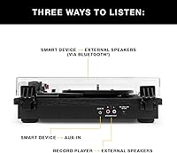 Vista 7 de Victrola Montauk Vinyl Record Player, 3-Speed Belt Driven Turntable with Stereo Bluetooth Speaker Pair, RCA Output & 3.5mm Headphone Jack, Removable