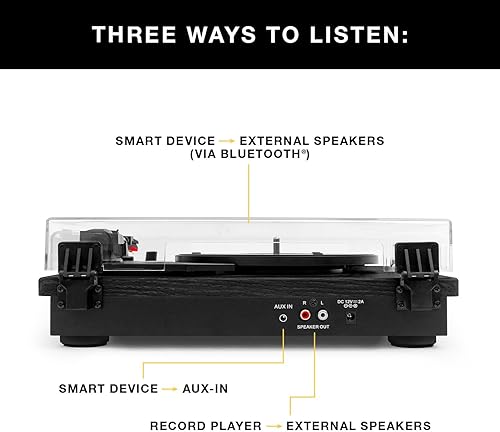 Miniatura 7 de Victrola - Tocadiscos Montauk de 3 velocidades con transmisión por correa, altavoces estéreo Bluetooth, salida RCA y conector para audífonos de 3.5