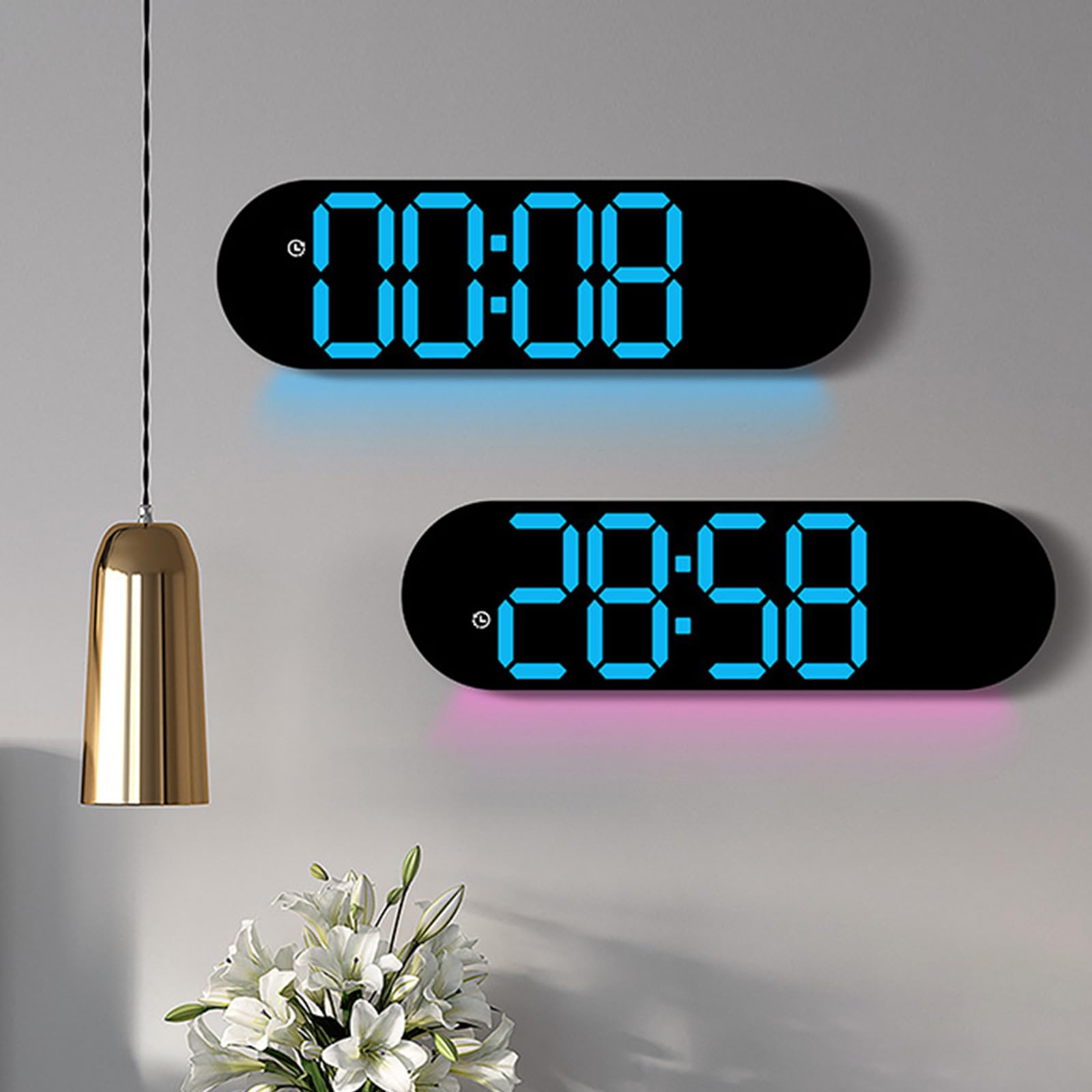 Horloge Murale Double Alarmes LED Horloge Numérique Rouge