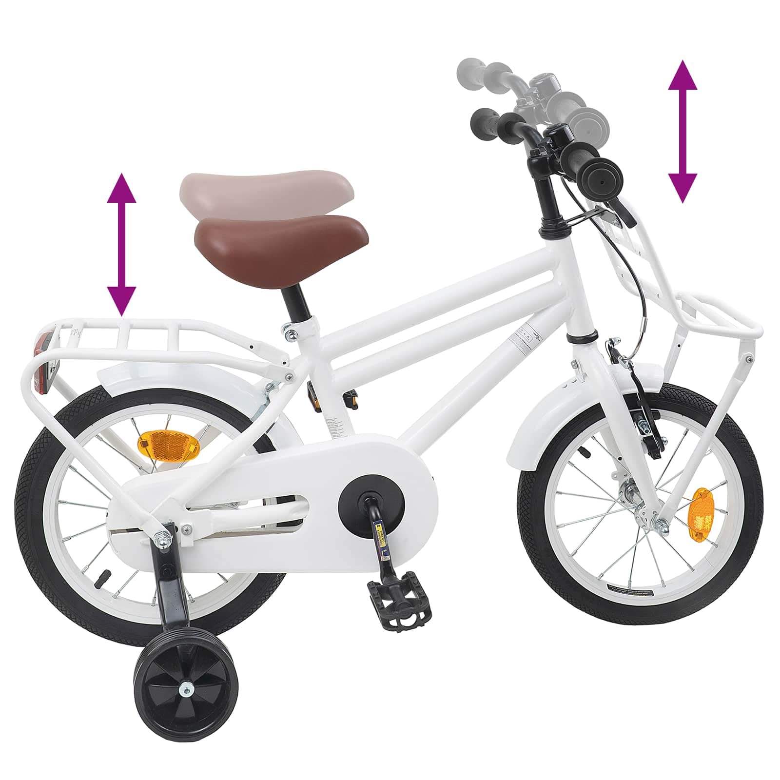 Kinderfahrrad Zoll Schwarz mit Stahlrahmen und Schutzblech für 2-4 Jahre, leichtes Zweirad mit Klingel, Rücktrittbremse, Ständer, Reflektoren ideal für Ausflug