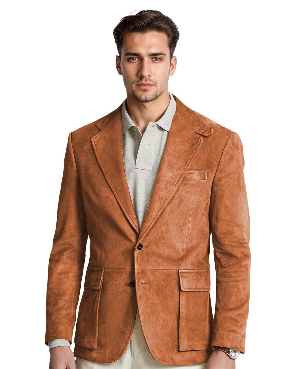 Suede Mens Suit Jacket Slim Fit Faux Leather Winter Mens Sport Coats and Blazers Wedding Prom