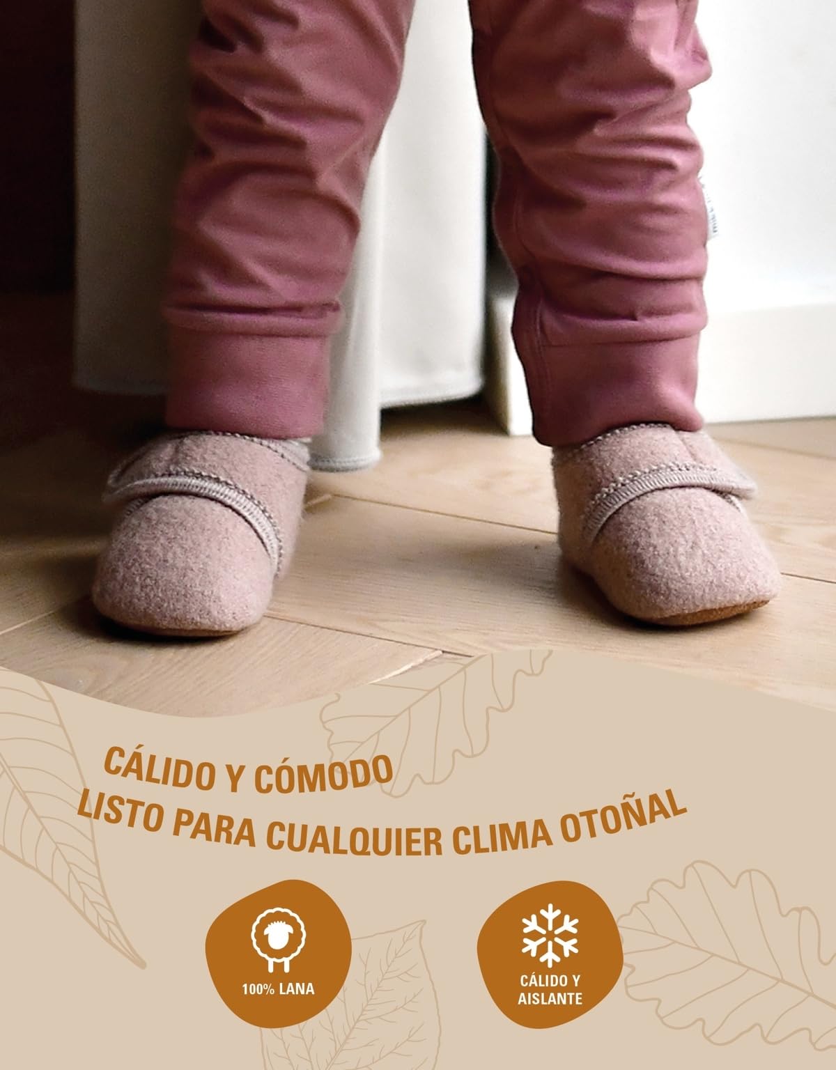 Mikk-line Zapatillas para gatear para bebé y lana, suaves y con suela de piel antideslizante, para niños y niñas, 100% lana, ideales para 0-48 meses
