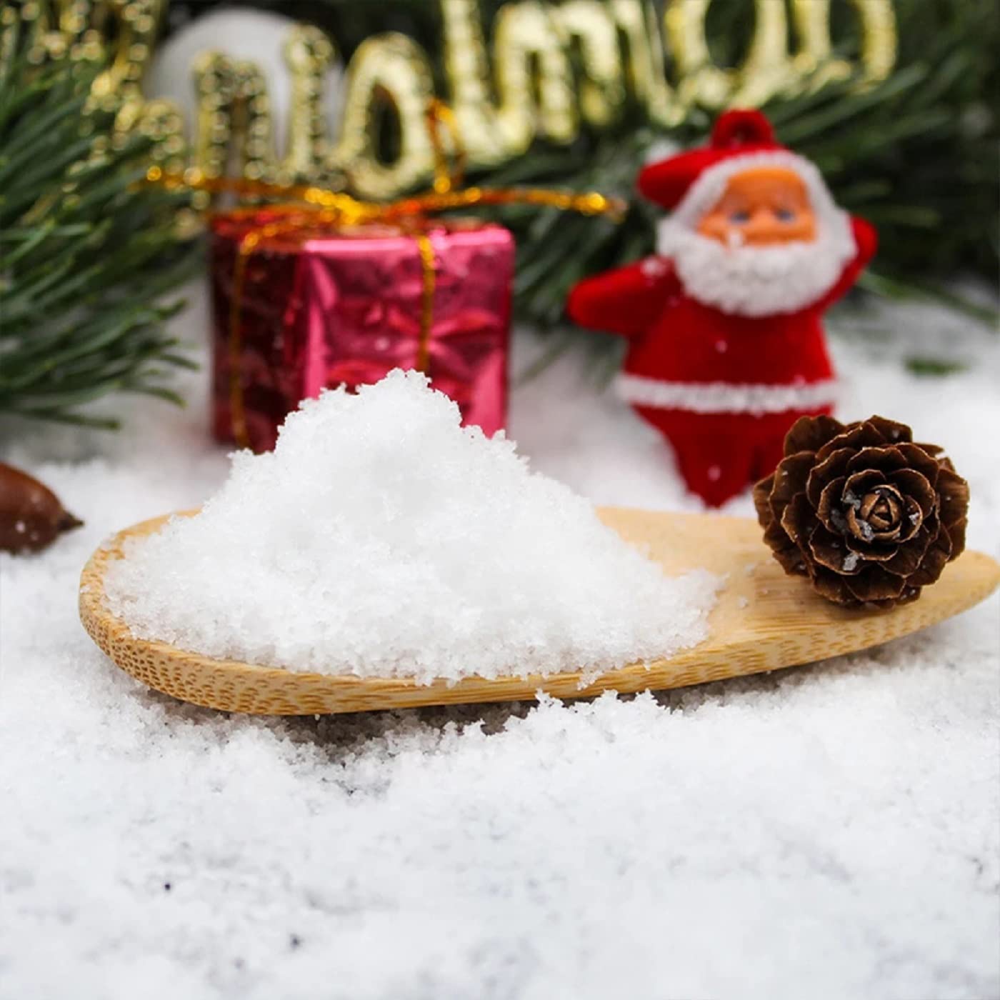 Yahpetes Kunstschnee 300 G – Trockene Schneeflocken, Funkeln, Für Weihnachtsdekoration Drinnen & Draußen