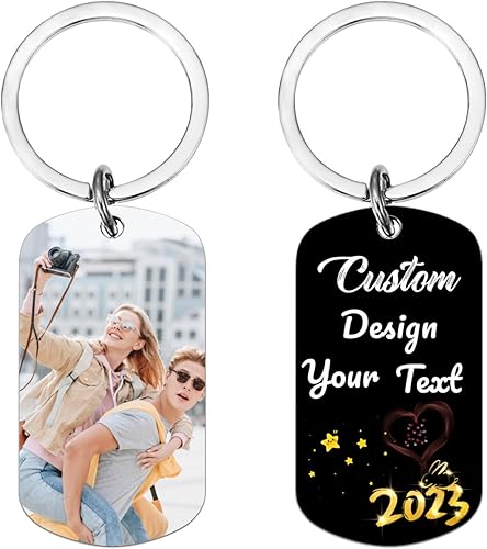 Llavero personalizado con foto personalizadatextoetiqueta de perro, decoraciones personalizadas, regalos de Navidad