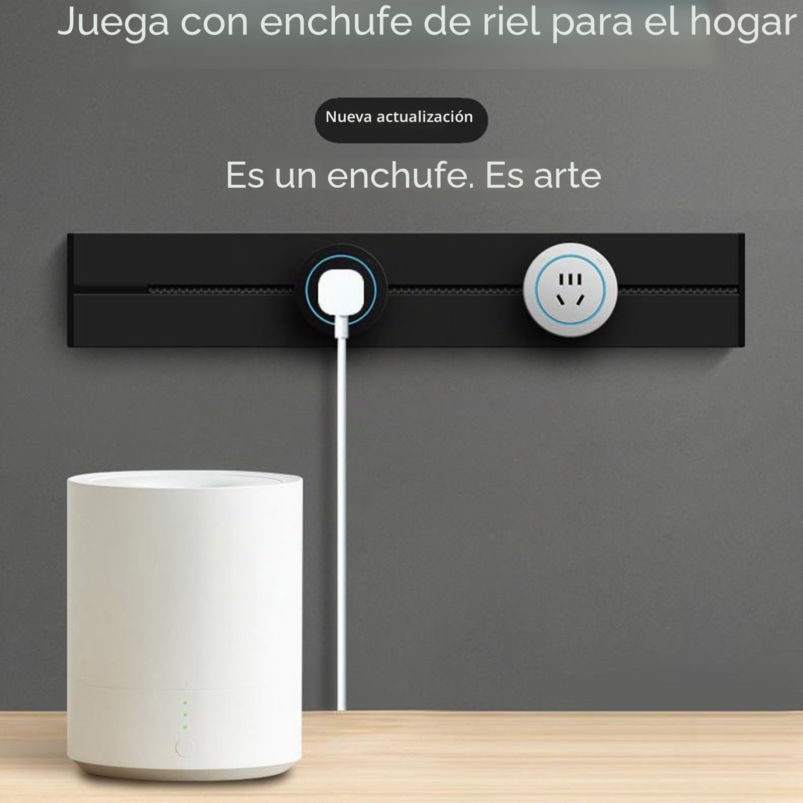 Enchufe de pista, carril de alimentación extraíble, enchufe deslizante, adaptador deslizante de cocina para el hogar, montaje en superficie no requiere ranura,White-60cm