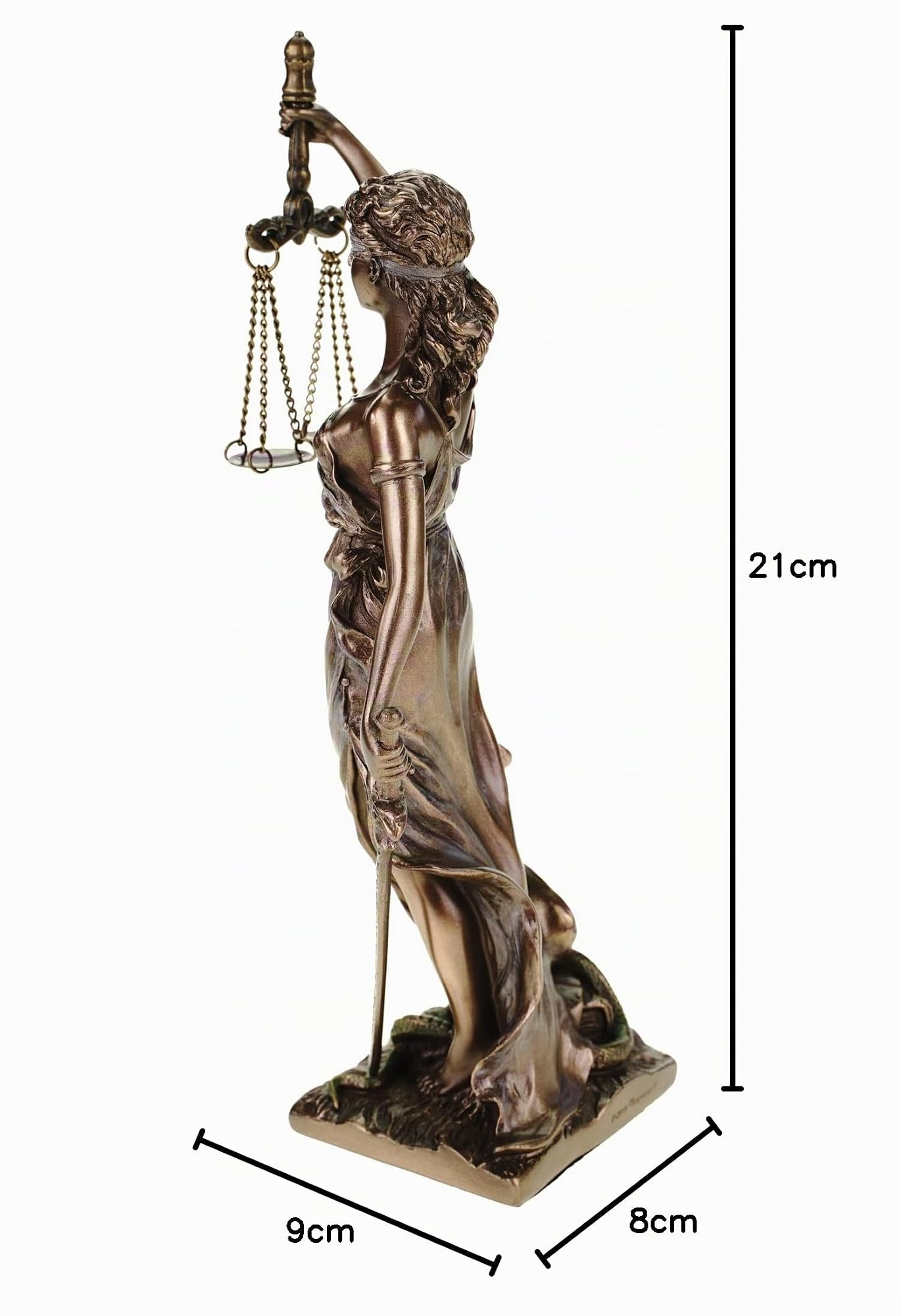 Veronese Justitia, dea della giustizia, statuetta bronzata, 21 cm, poly