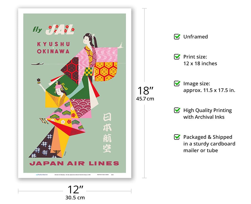 レア。Let's kiss the Sun. OKINAWA79 日航ポスター Amazon.com: Kyushu to Okinawa - Geisha Girls - Fly Japan Air Lines