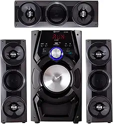 Sistema de Som Bluetooth, Mini System 50W, 4 Caixas de Som, Controle Remoto, USB, FM, Preto, 40cm x 21.5cm