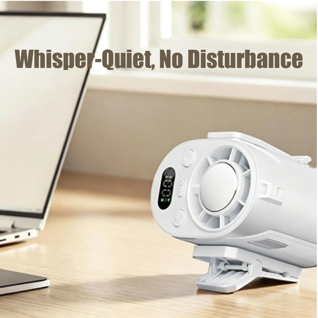 Ventilatore portatile con clip di raffreddamento per ghiaccio con batteria da 6000 mAh, ventilatore USB ricaricabile con display LED, piccolo e forte flusso d'aria, per passeggino, campeggio, ufficio