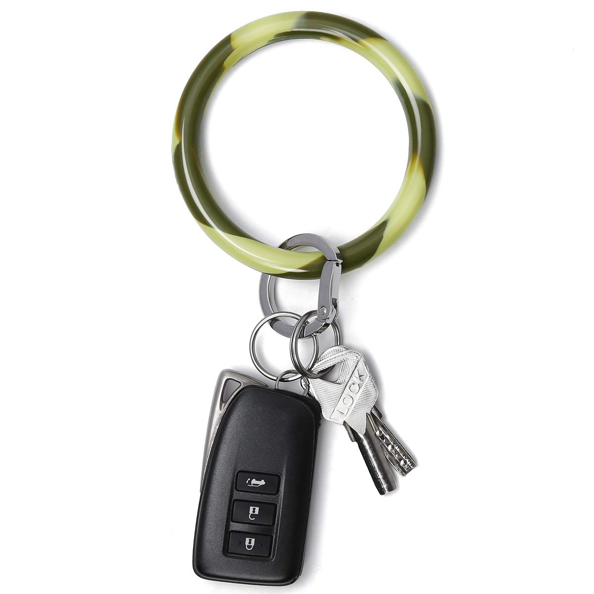 TownshineWristlet Keychain Bracelet Bangle Key Ring 3.8" Round Key Ring Soft Silicone Car Key Chain Holder for Women