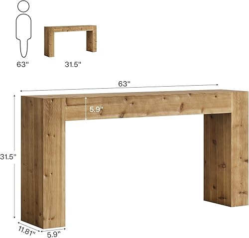 Miniatura 2 de Tribesigns Title - Mesa de sofá consola de madera maciza de 63 pulgadas, mesa de entrada larga de granja detrás del sofá para sala de estar,