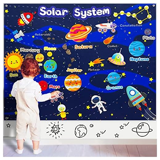 UTKTOUKO 40Pcs Solar System Planets Toys Felt Flannel Board Story Set for Kids 3.5 Ft Preschool Early Learning Interactive Storytelling Play Kit Reusable Wall Hanging Space Toys Gift for Toddlers