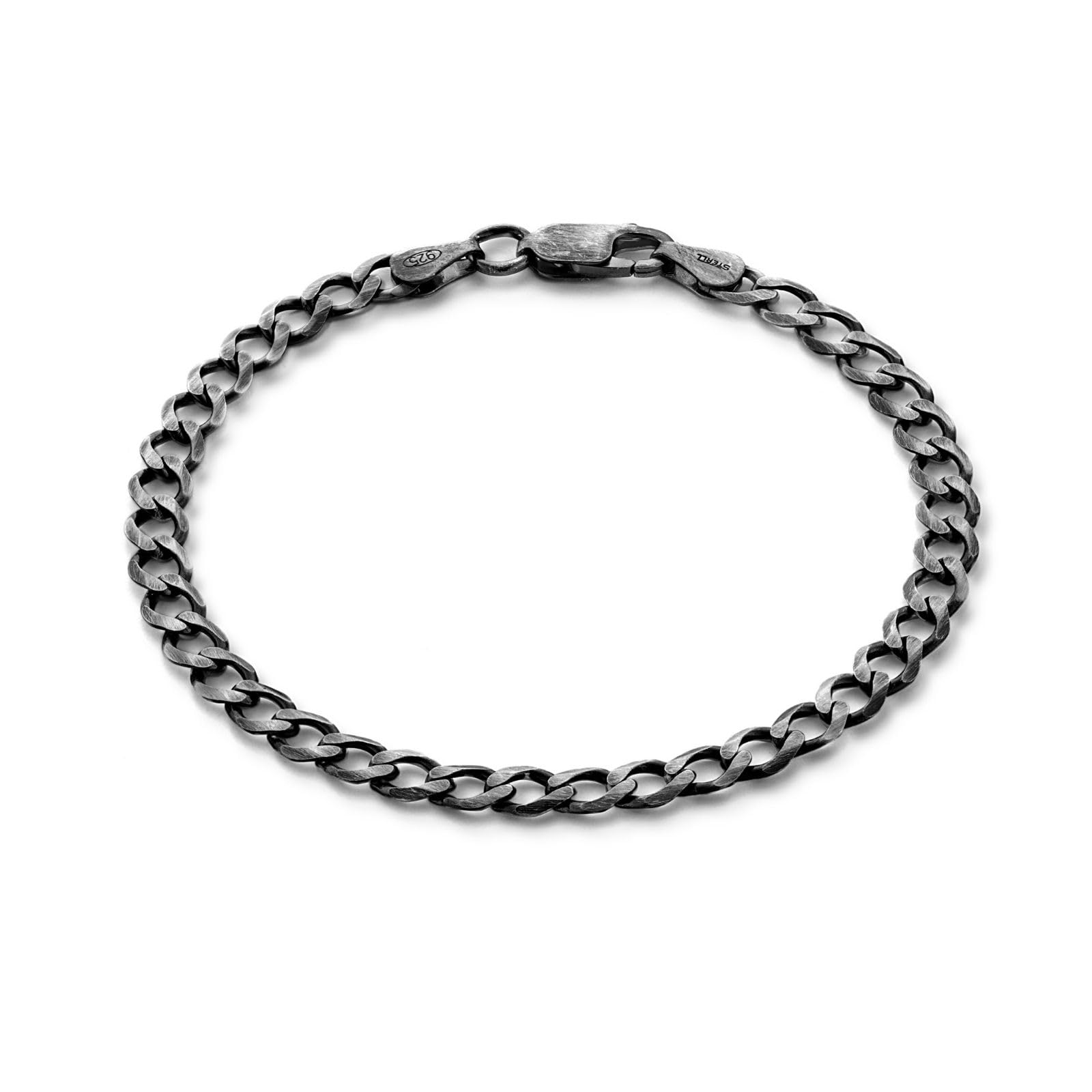 STERLL Pulsera de plata para hombre de plata auténtica negro oxidado ecológico embalaje regalos para hombres