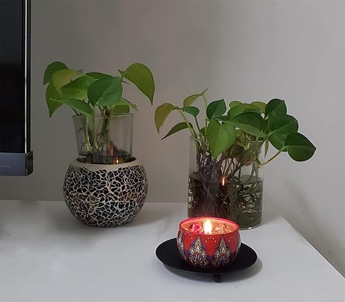 Miniatura 8 de Portavelas de hierro negro de 3.94 pulgadas, portavelas redondos, portavelas de pilar, soporte de vela de pedestal, portavelas decorativo para velas