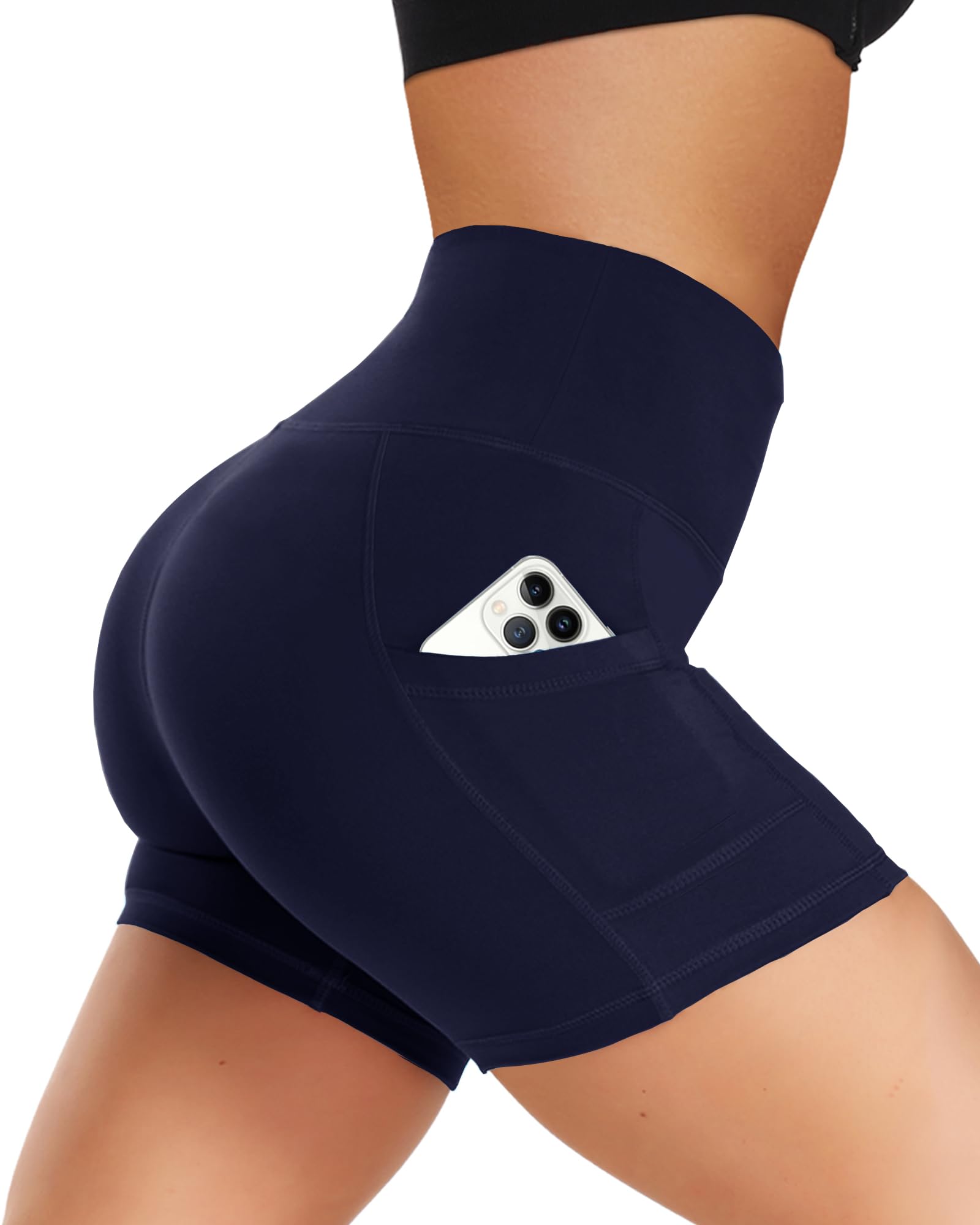 Gayhay Radlerhose Damen mit Taschen Kurze Sporthose Hose Hohe Taille | Leggings Blickdicht Yoga Shorts Sporthose ,Hotpants kurz für kleid Sommer Outfit Laufshorts für Gym